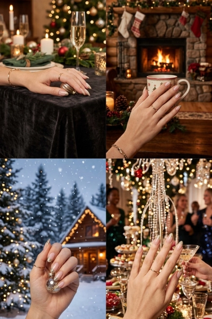 Glitter French Tip Nails for a Stylish Festive Twist