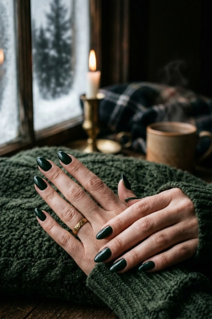 Dark Green Nail Styles for a Dramatic Mood