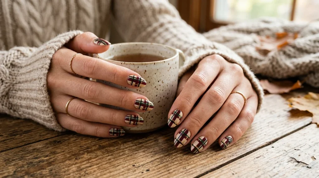 plaid nails