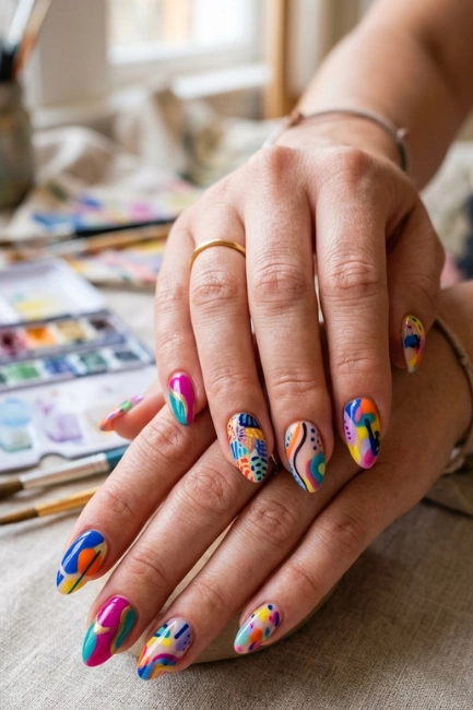 Abstract Nail Art for Creative Expression and Freedom