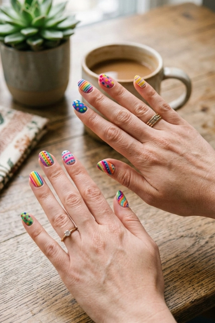 Mixed Pattern Nails for Unique Looks