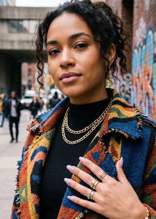 Soft Nails with Bold Outfits: The Contrast Principle