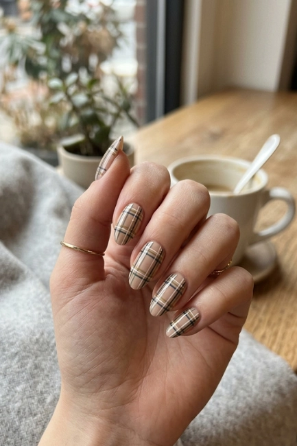 Micro-Plaid Nail Art for a Subtle but Sophisticated Look
