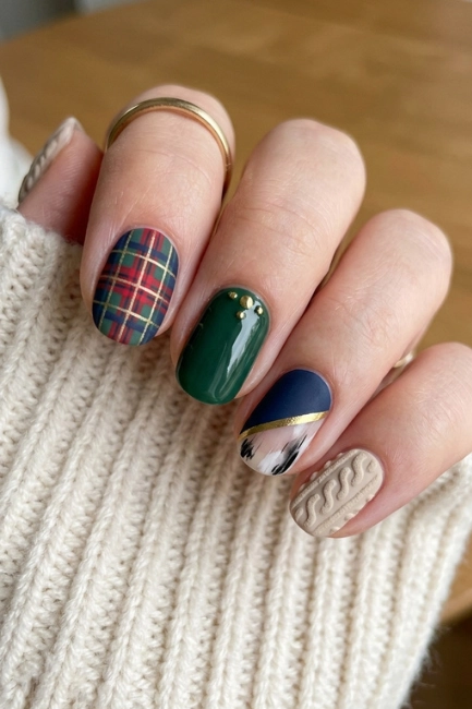Mixing Plaid with Other Nail Art Techniques