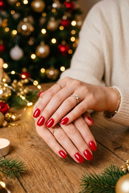 Glossy Red Nail Finishes for a Bright and Polished Look