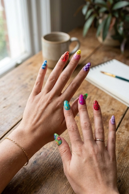 Mismatched Nail Designs for a Unique Creative Style