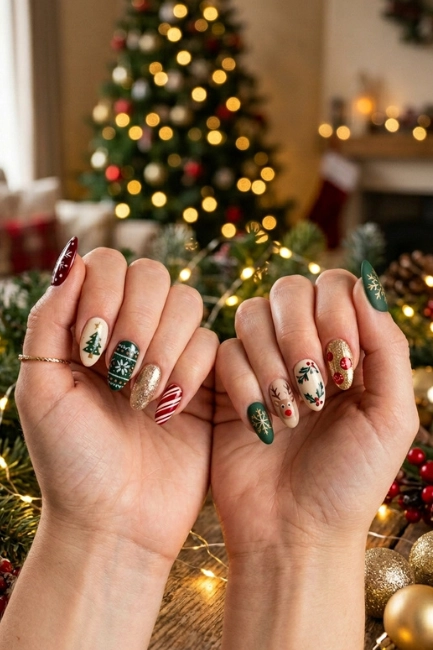 Creative Mixed Pattern Nails for a Bold Expression