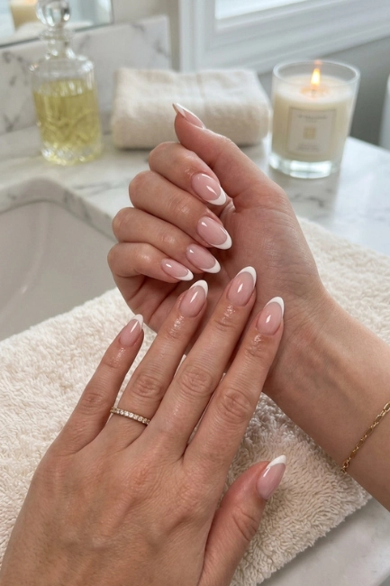 Bubble Bath Nails with French Tip Overlays